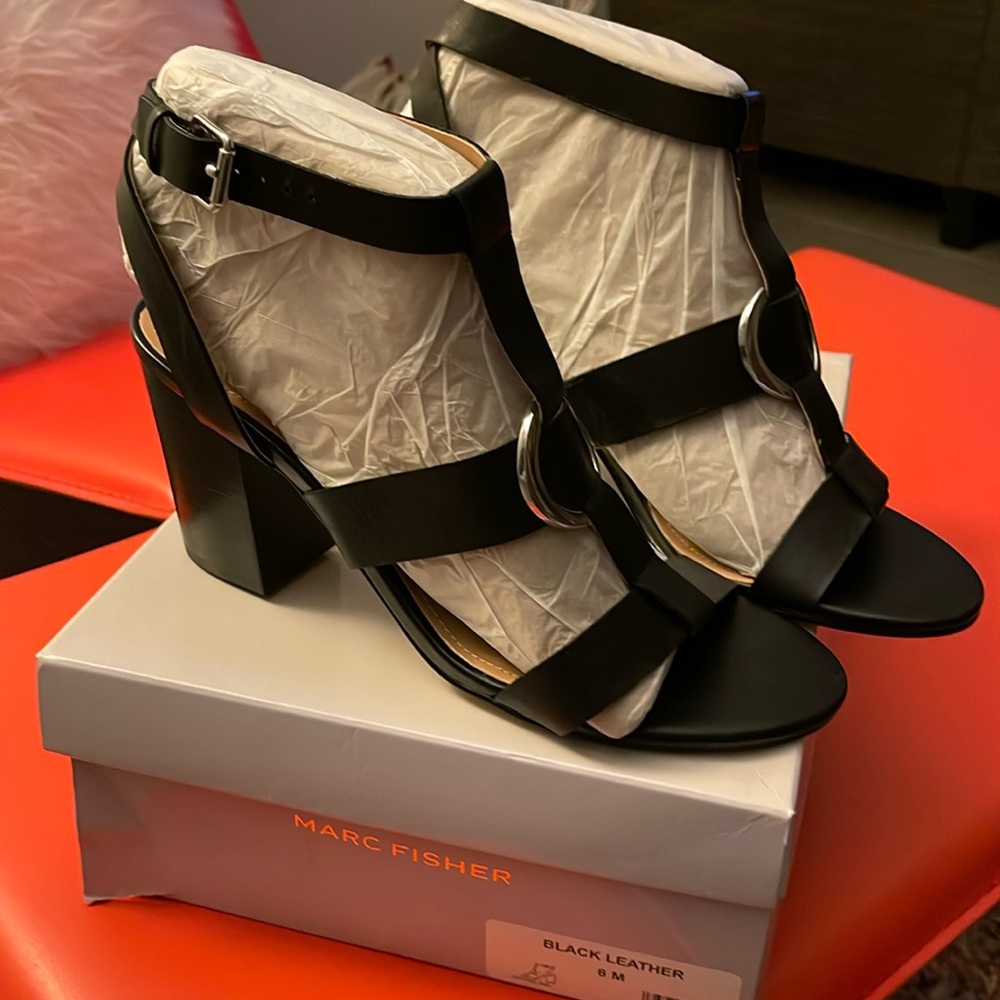 Mark Fisher black chunky heel sandal